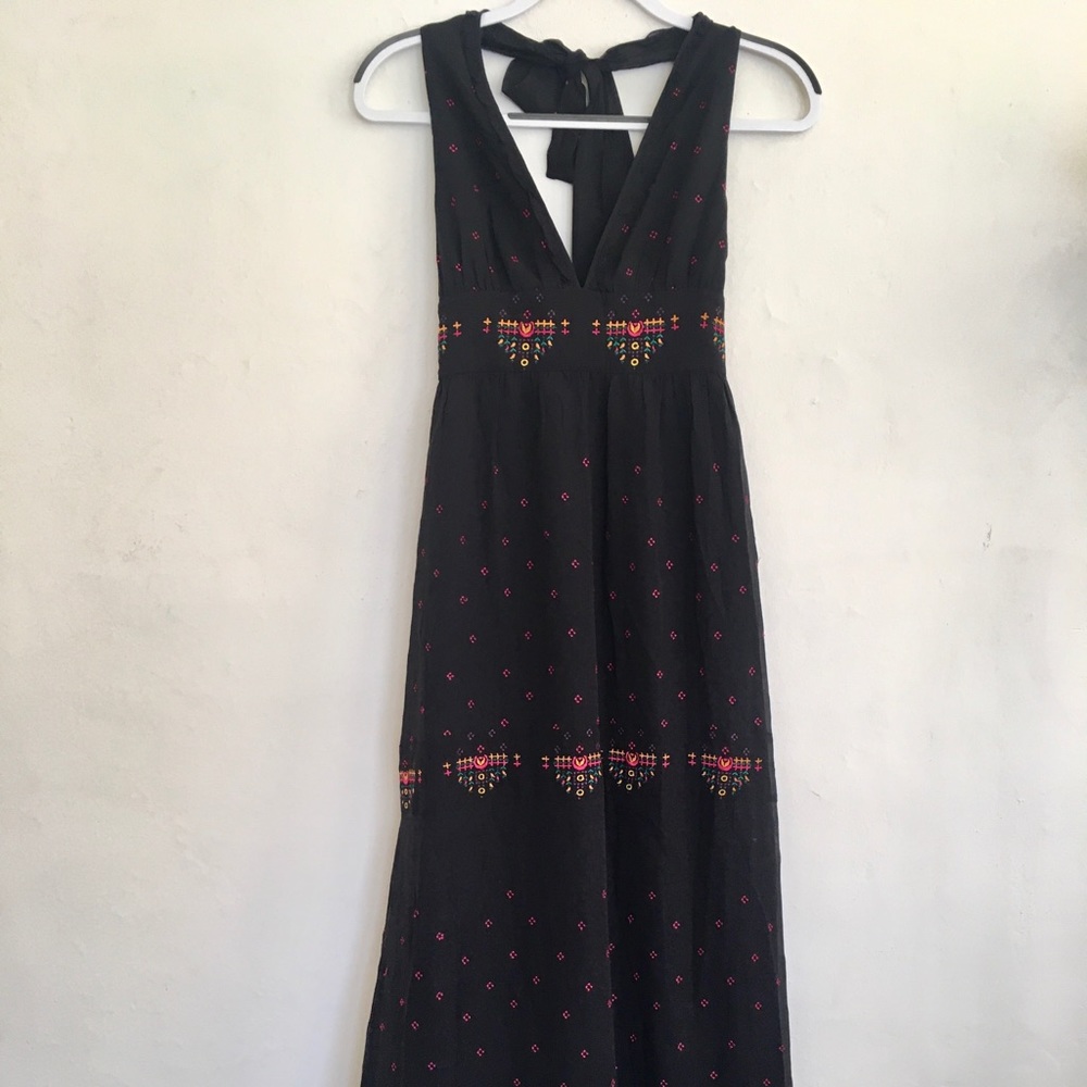 Marciano silk halter embroidery maxi dress SZ XS